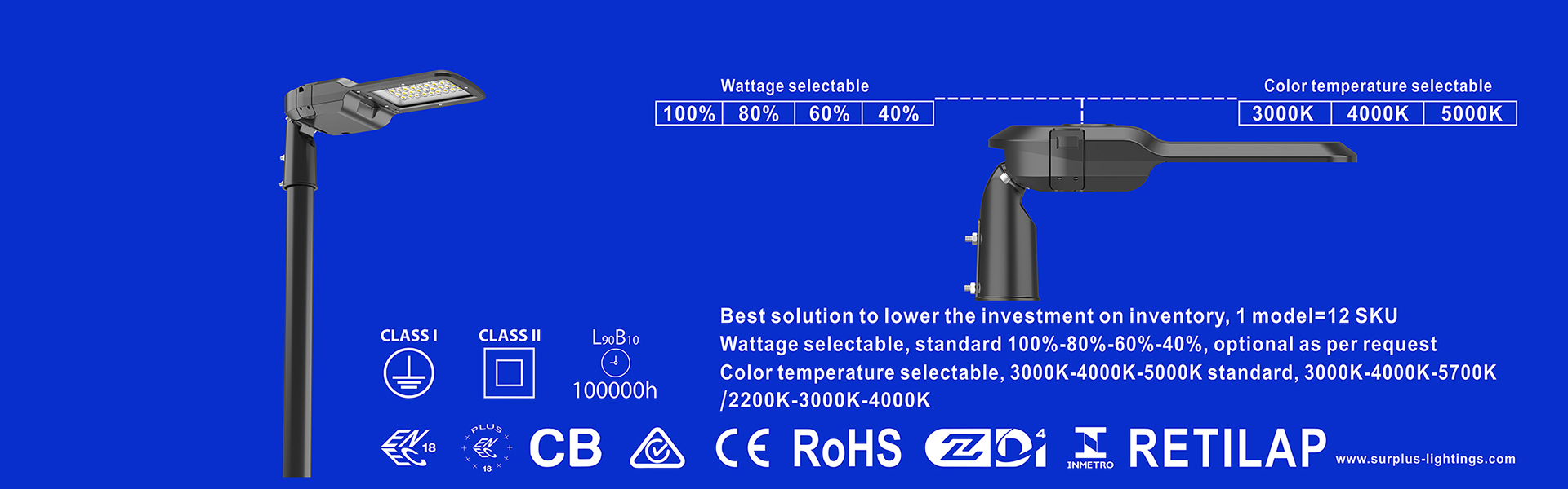 qualité Lampadaire Eagle Gen4 195lm/W ENEC ENEC+ CB SAA Zhaga-D4i Fabrique
