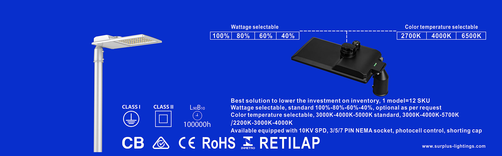qualité Lampadaire Eagle Gen4 195lm/W ENEC ENEC+ CB SAA Zhaga-D4i Fabrique